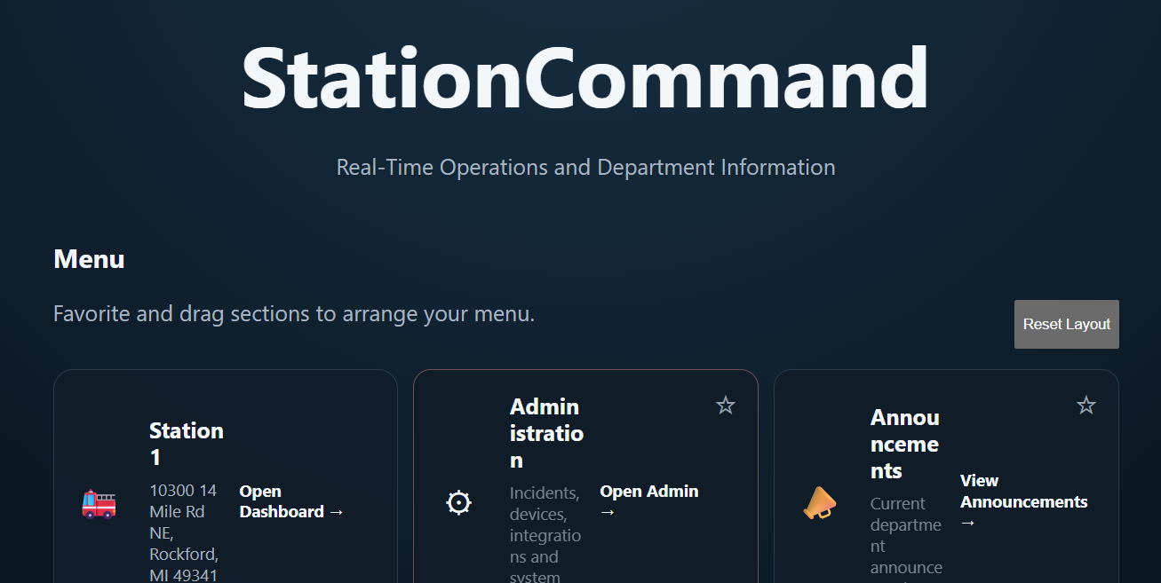 Open StationCommand Administration screenshot