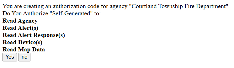 Active911 authorization confirmation