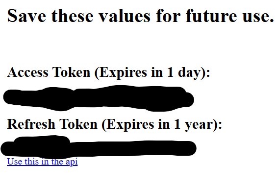 Active911 token results with values hidden